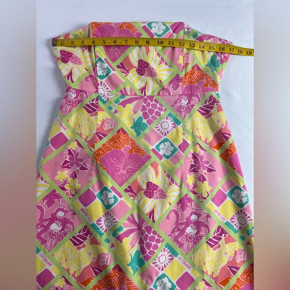 Lilly Pulitzer Patchwork Rock Hula Monkey Strapless Vacation Resort Beach Dress - Picture 4 of 10